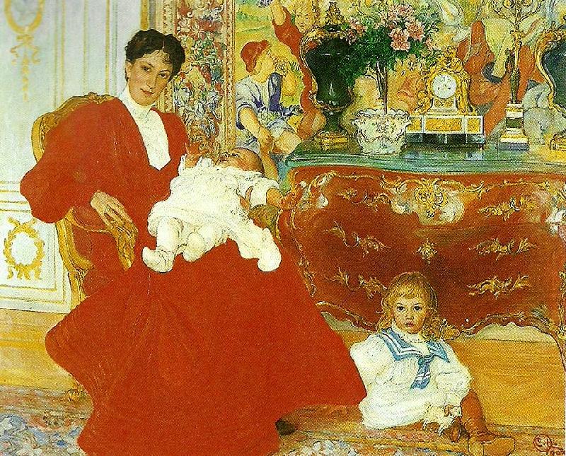 Carl Larsson portratt av fru dora lamm f upmark och hennes tva aldsta soner china oil painting image